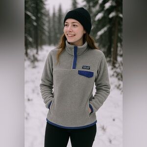 Patagonia Synchilla Snap-T Fleece Pullover Gray/Blue Size Small